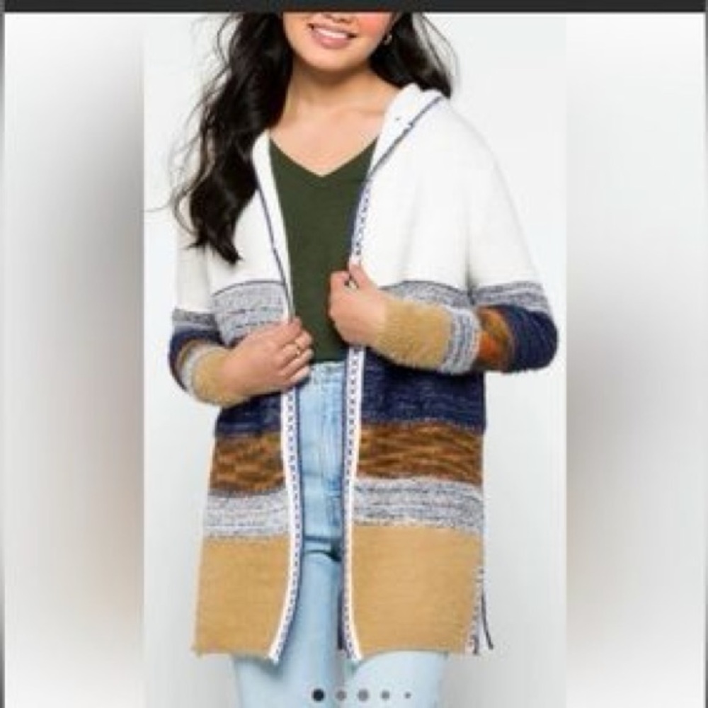 Anthropologie FATE Hoodie Open Cardigan Womans XL  Multicolor Acrylic Open